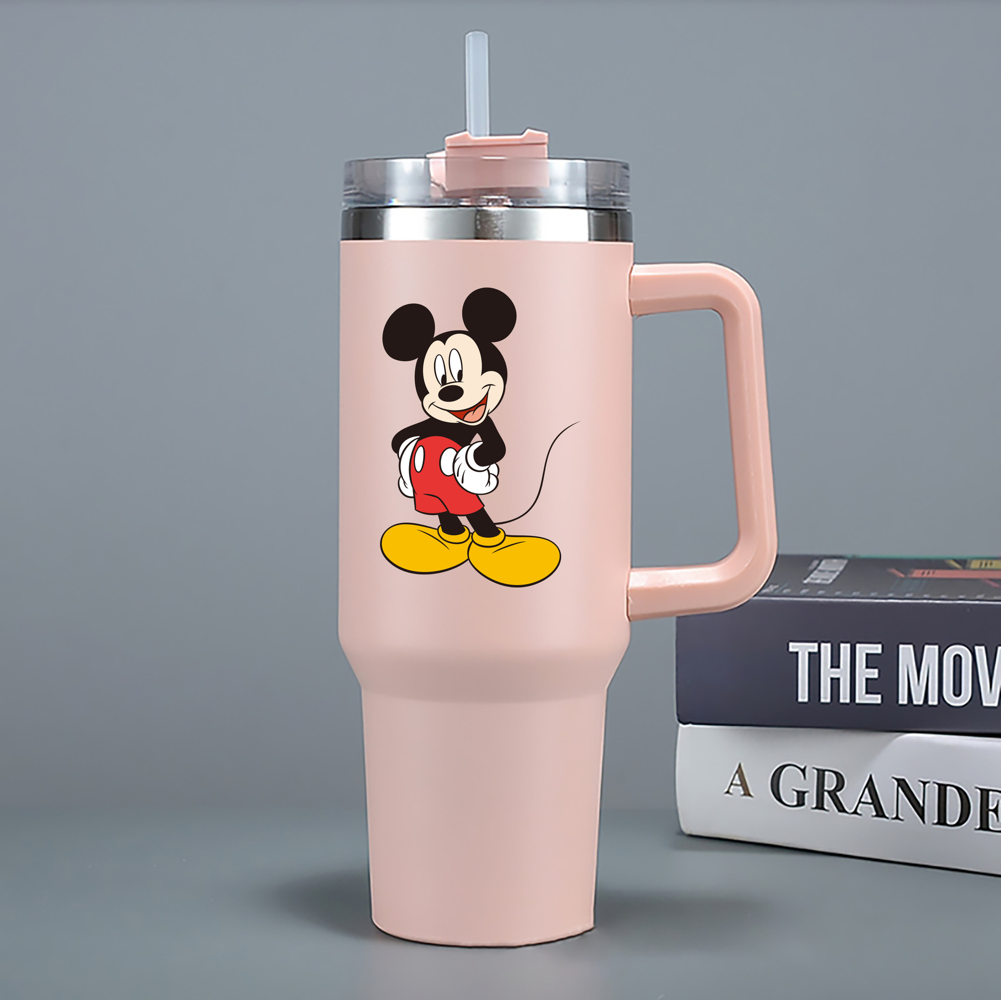 ミッキーマウス Mickey Mouse 1200mL車用タンブラー - クリスタルステッカー（プラスチックストロー付き）